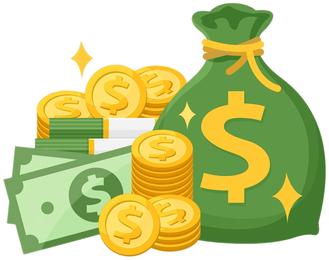 Cash Flow 11 Cash-flow management - image of money bag with bills and coins at its base