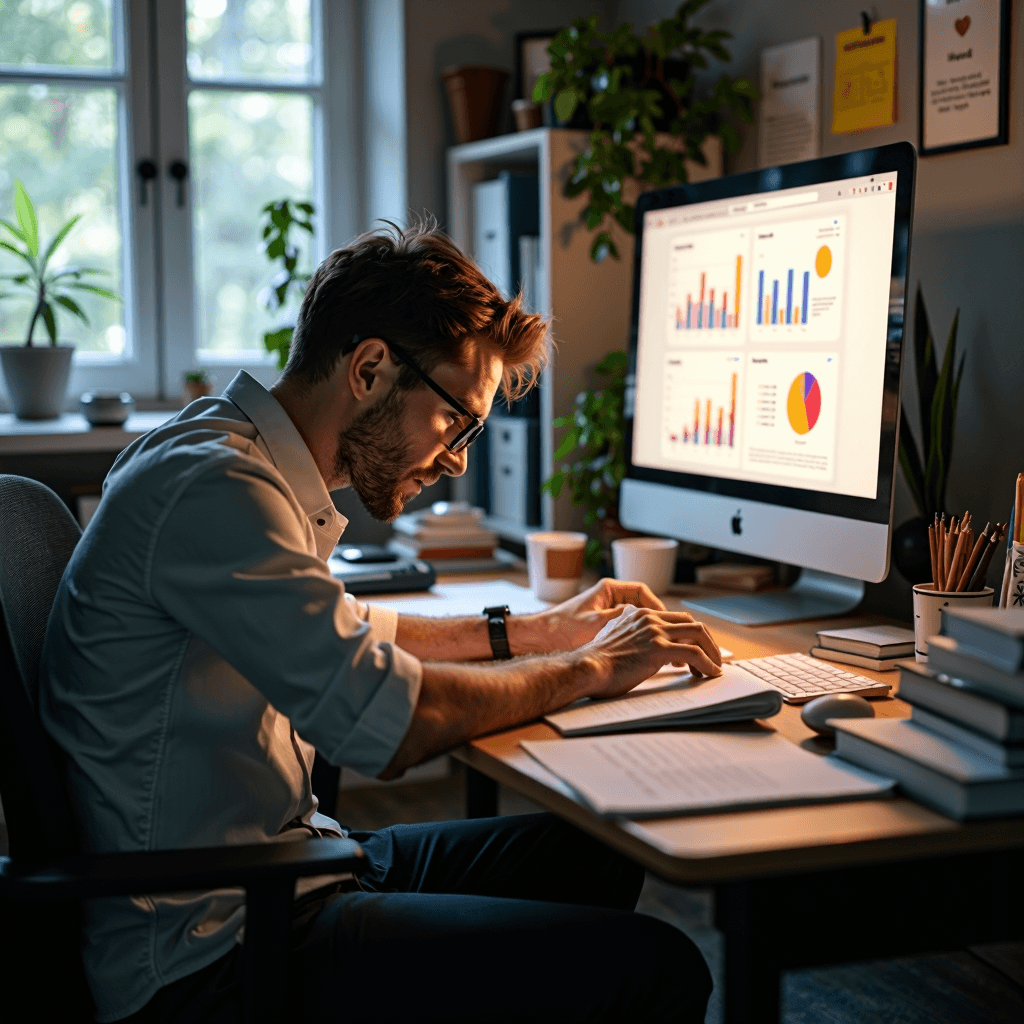 Budget and Forecasting 1 Budget and Forecasting 1- image of a business owner toiling over budget