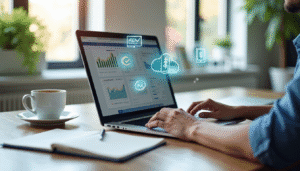 Structured Remote Bookkeeping Solutions: what you need to know - Employee at desk with laptop working