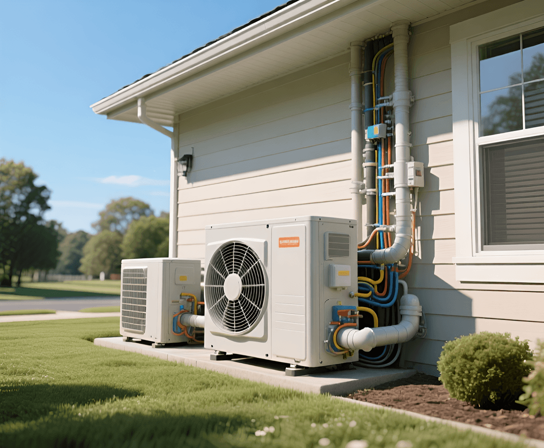 HVAC Unit outside home Bookkeeping for HVAC COntractors - image shows installed HVAC unit outside home