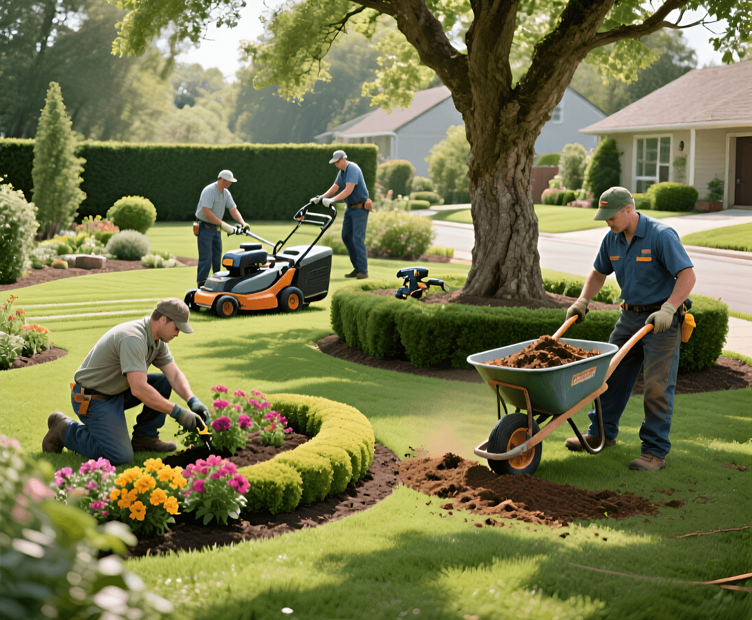 Industries we serve- image shows landscapers working on yard
