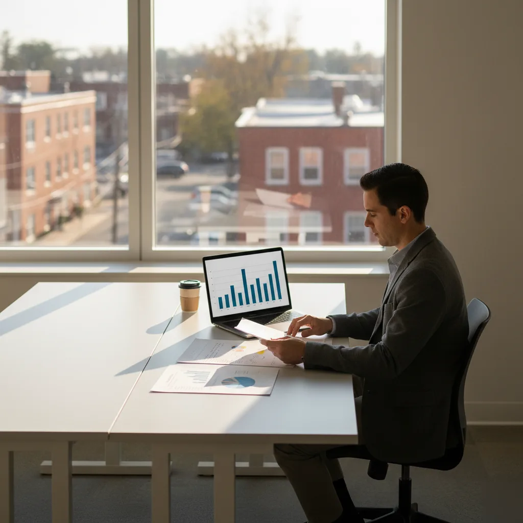 Bookkeeping For Plumbers - Image of a bookkeeper doing bookkeeping on a laptop in office