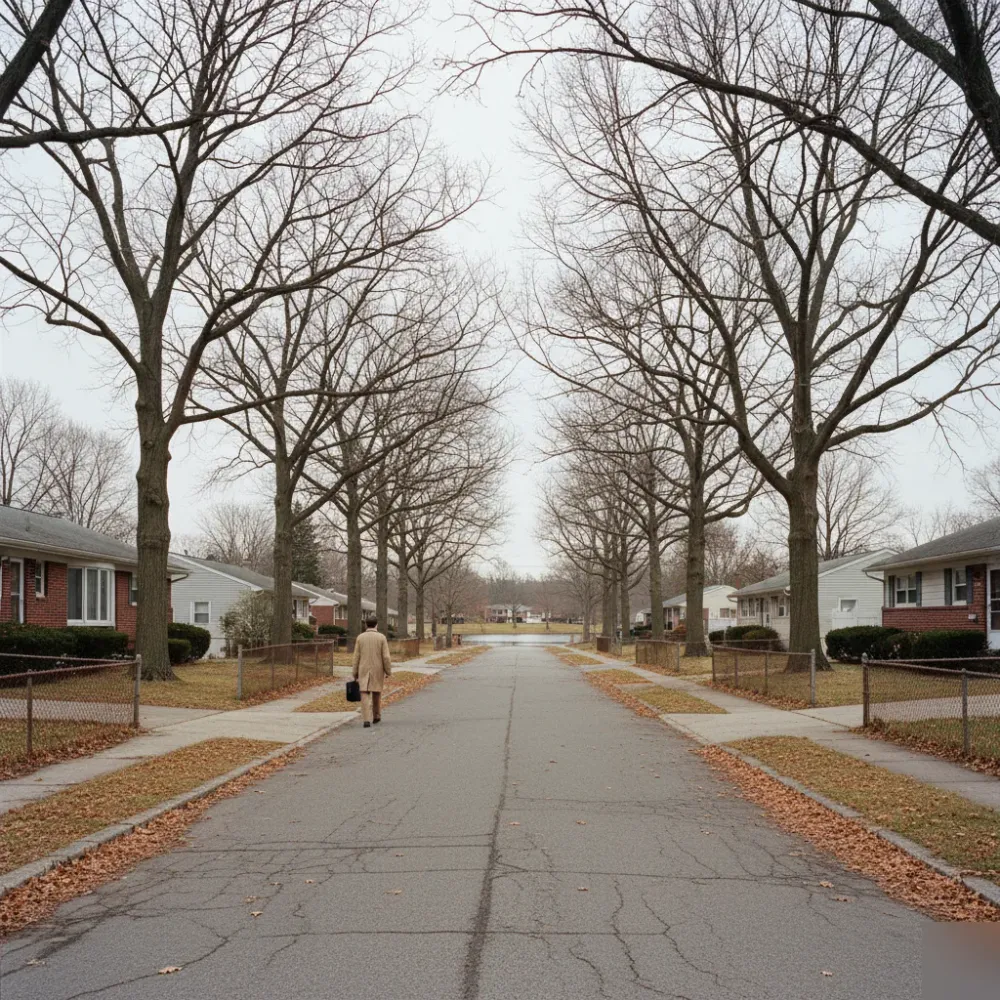 Bookkeeping provider walking toward ranch home on residential street near Littell's Pond Park Teaneck NJ
