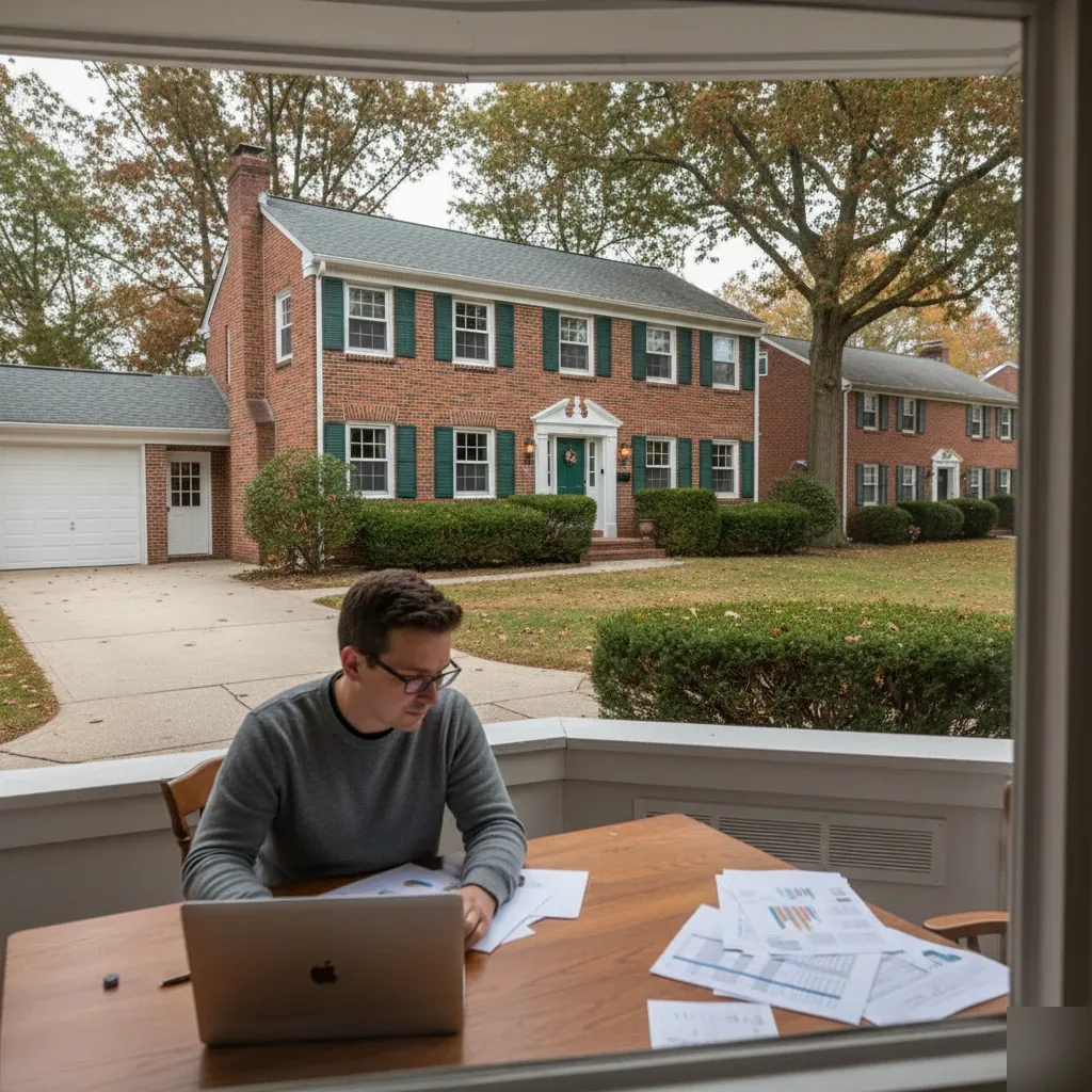 Remote bookkeeping services near Newark Airport shown at a brick colonial home in Teaneck, NJ.